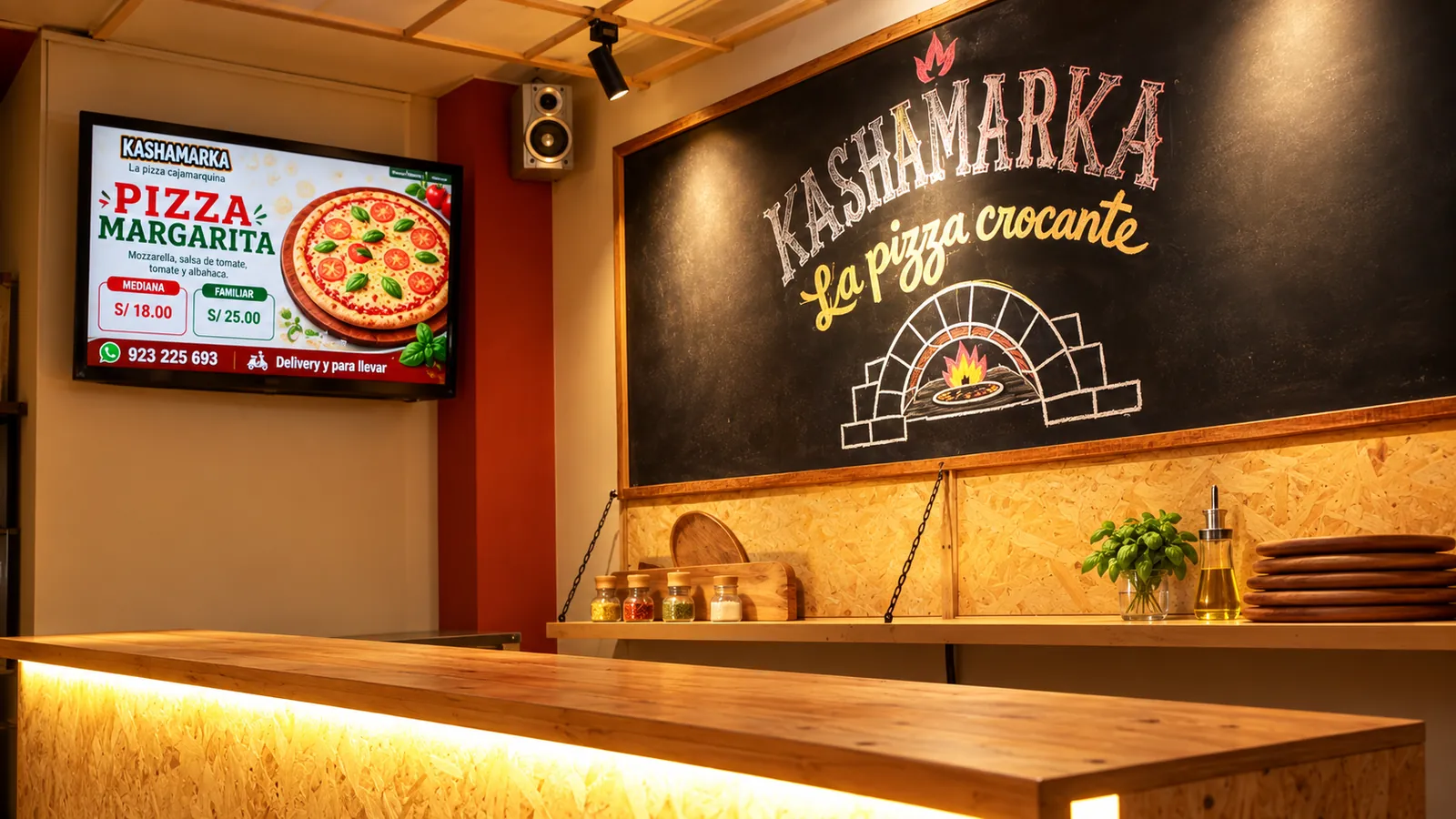 Interior de Pizzería Kashamarka en Cajamarca