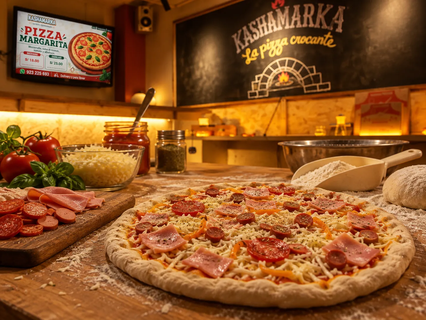 Preparación de una pizza Kashamarka