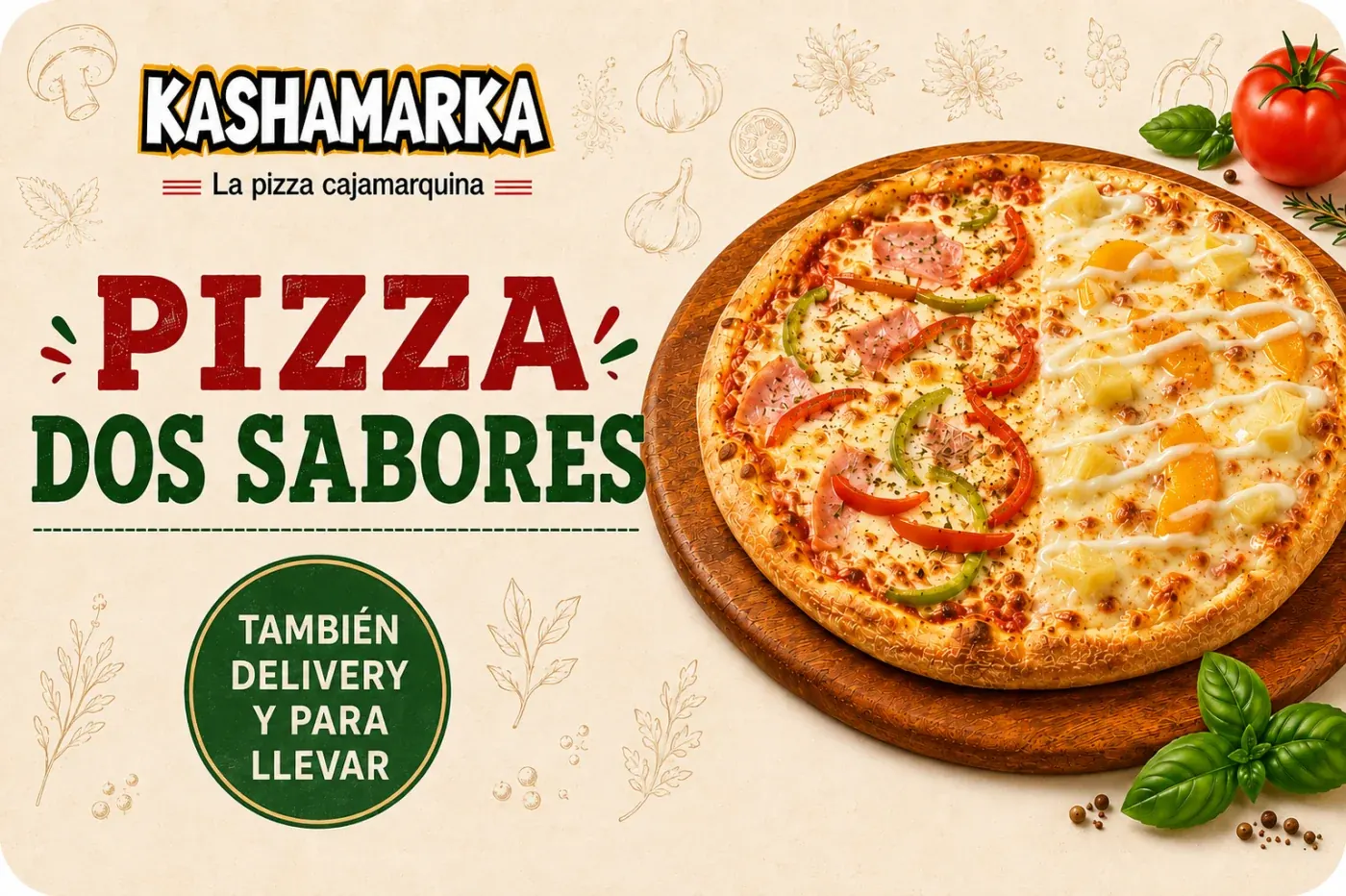 Pizza Dos Sabores de Pizzería Kashamarka
